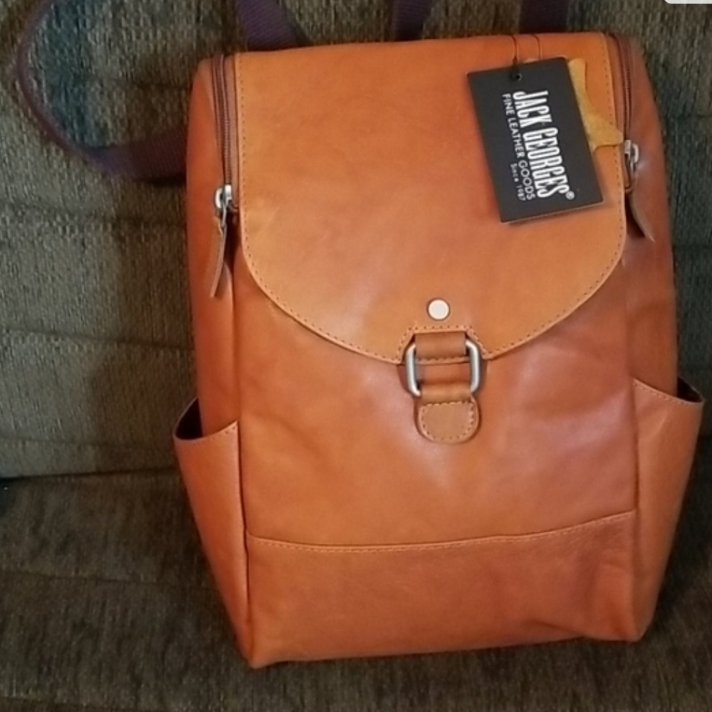 Jack Georges convertable backpack,buffalo leather, Honey